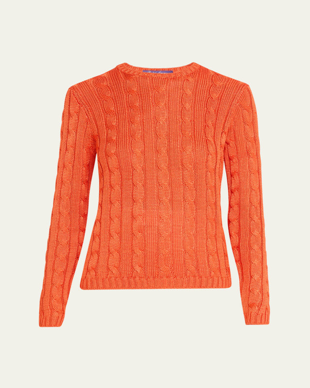 High Shine Silk Cable Sweater